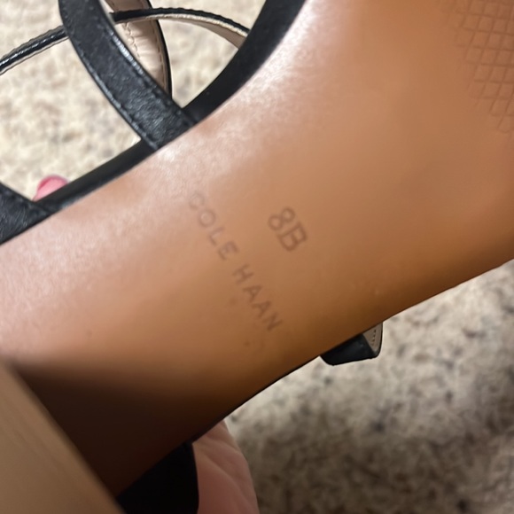 Cole Haan Black Strappy Block Heeled Sandals 8 - Picture 7 of 11